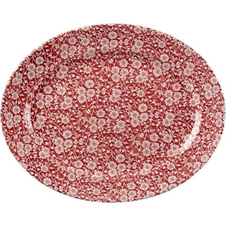Churchill Vintage Prints Oval Dishes Cranberry Print 365mm (Box of 6)