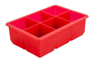 6 Cavity Silicone Ice Cube Mould 2" Square (Red)