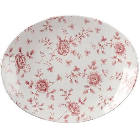 Churchill Vintage Prints Oval Plates Cranberry Rose Print 315mm (Box of 6)