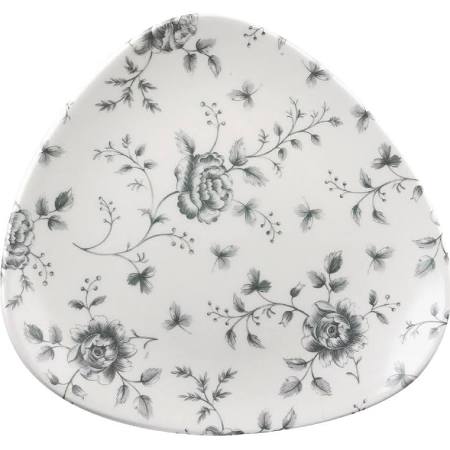 Churchill Vintage Prints Grey Rose Chintz Pattern Triangle Plate 229mm (Box of 12)