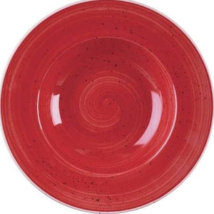 Churchill Stonecast Round Wide Rim Bowls Berry Red 280mm - Dm466 (Box of 12)