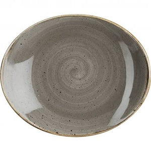 Churchill Stonecast Peppercorn Grey Orbit Oval Coupe Plate 7.75" (Box of 12)