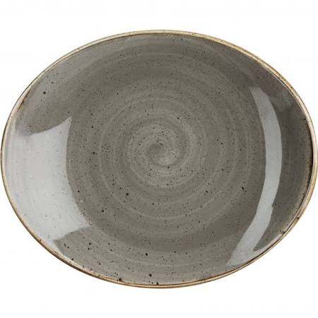 Churchill Stonecast Peppercorn Grey Orbit Oval Coupe Plate 7.75