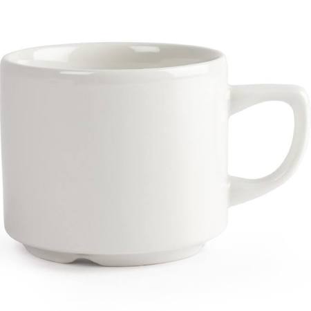 Churchill Plain Whiteware Stacking Maple Tea Cups 199ml P740 (Box of 24)