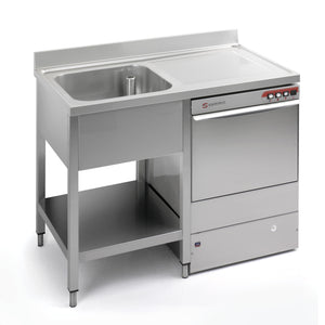 Sammic Sink unit (worktop only) 2 bowls + drying rack on left side 1800x700 FRLV-718/21I